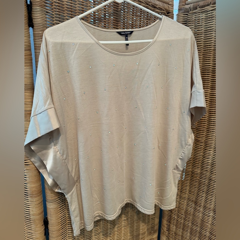 Super Soft Wide Shoulder Embellished Shirt - NWT